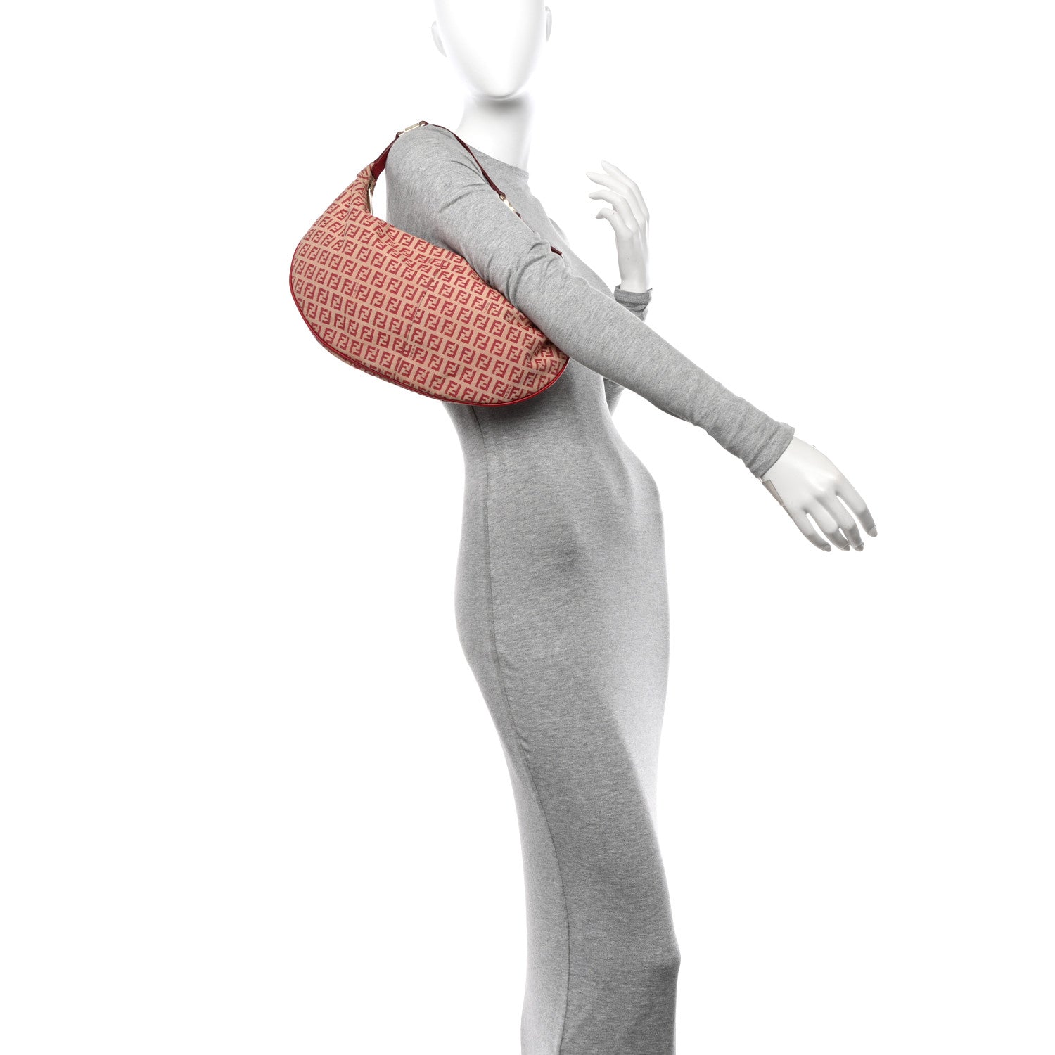 Fendi Zucchino Vitello Medium Chef Hobo Beige Red 2 of 11