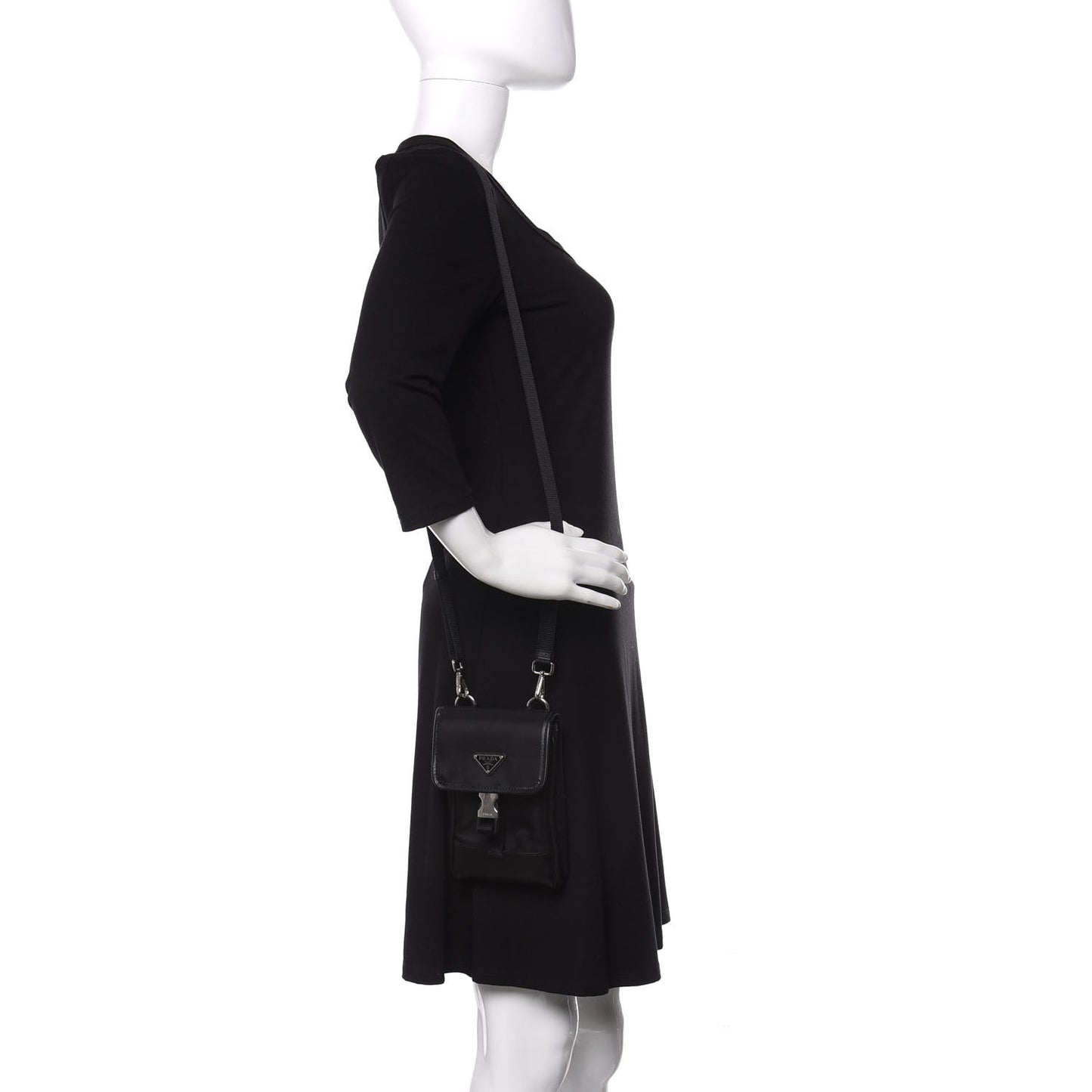 Tessuto Nylon Saffiano Phone Case Crossbody Black