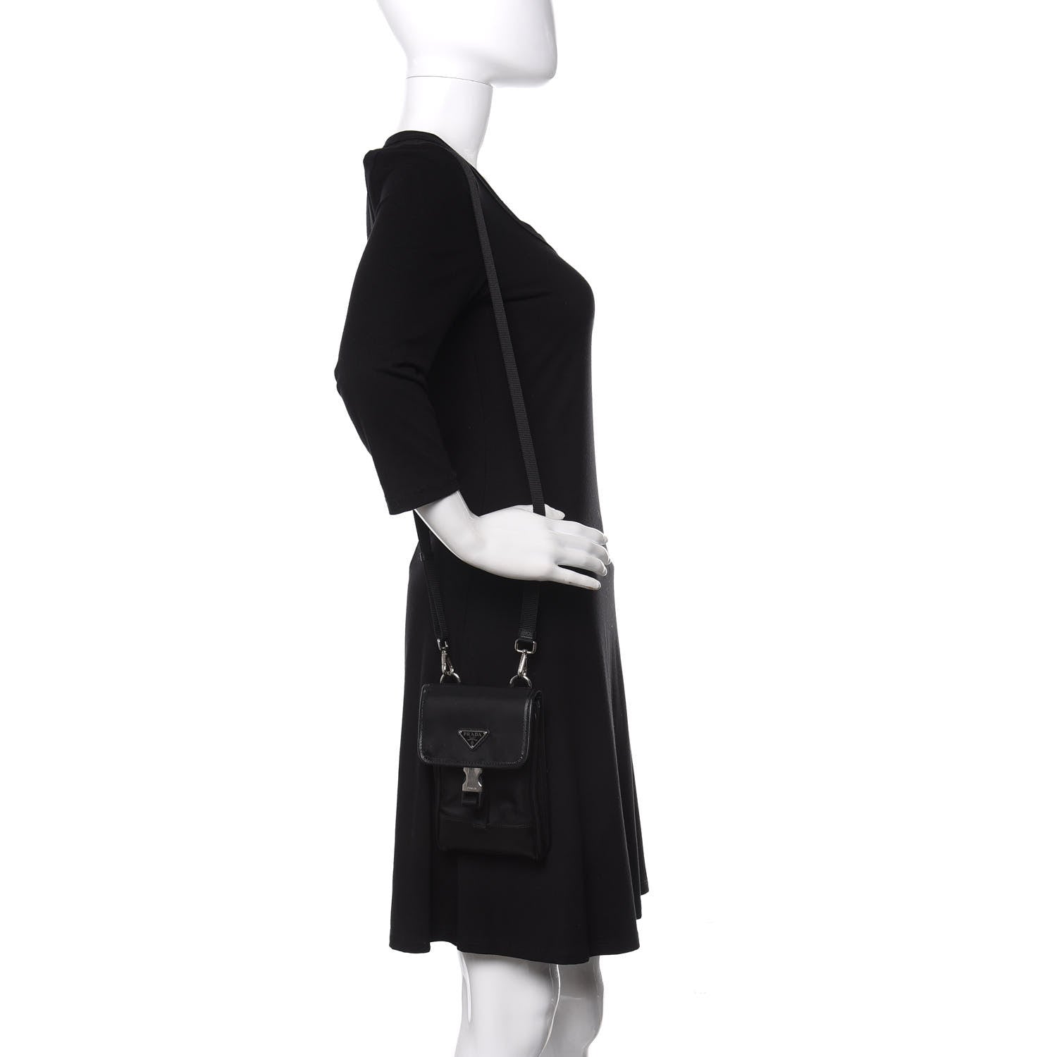 Prada Tessuto Nylon Saffiano Phone Case Crossbody Black 2 of 8