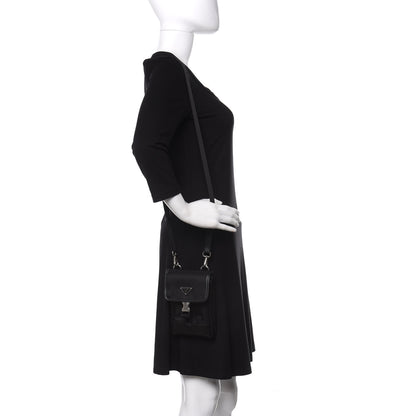 Prada Tessuto Nylon Saffiano Phone Case Crossbody Black 2 of 8