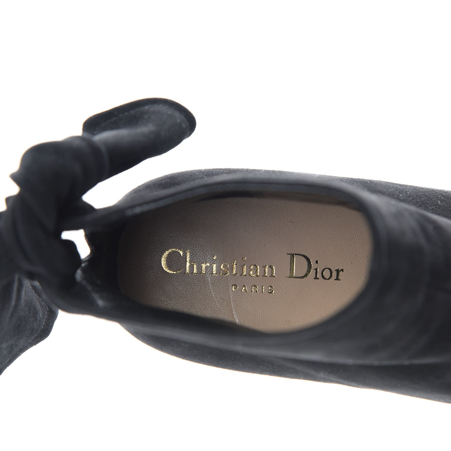 Christian Dior Suede La Belle D Bow Ankle Boots 38 Black 8 of 10