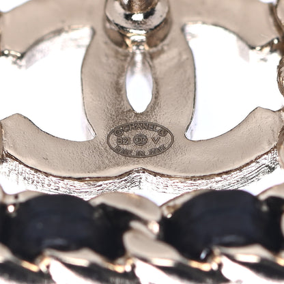 Chanel Crystal Lambskin Chain Sergeant Chanel Stud Earrings Black Gold 4 of 4