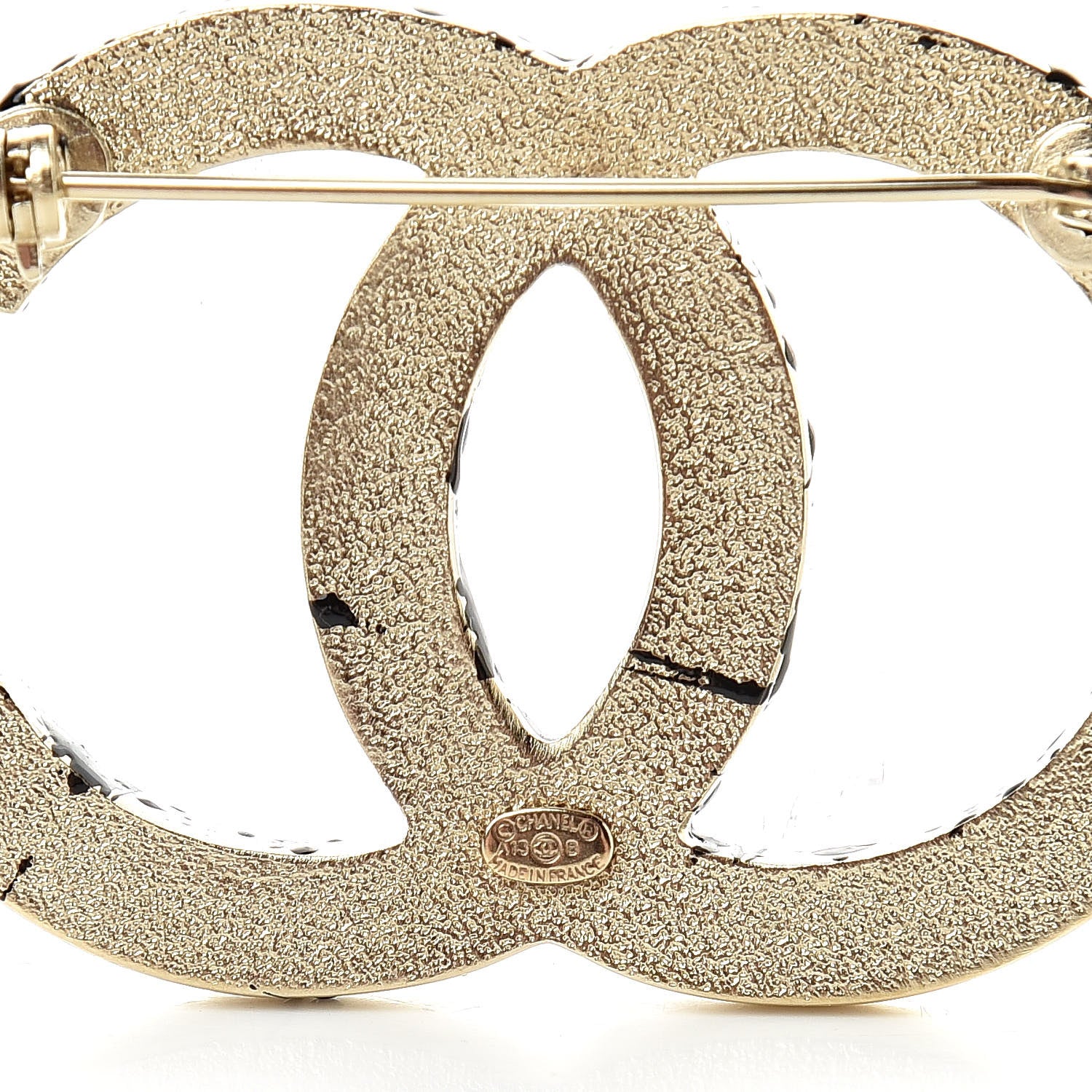 Chanel Matte Jackson Pollock Splattered Paint CC Brooch Gold Black 4 of 5