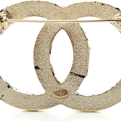 Chanel Matte Jackson Pollock Splattered Paint CC Brooch Gold Black 4 of 5
