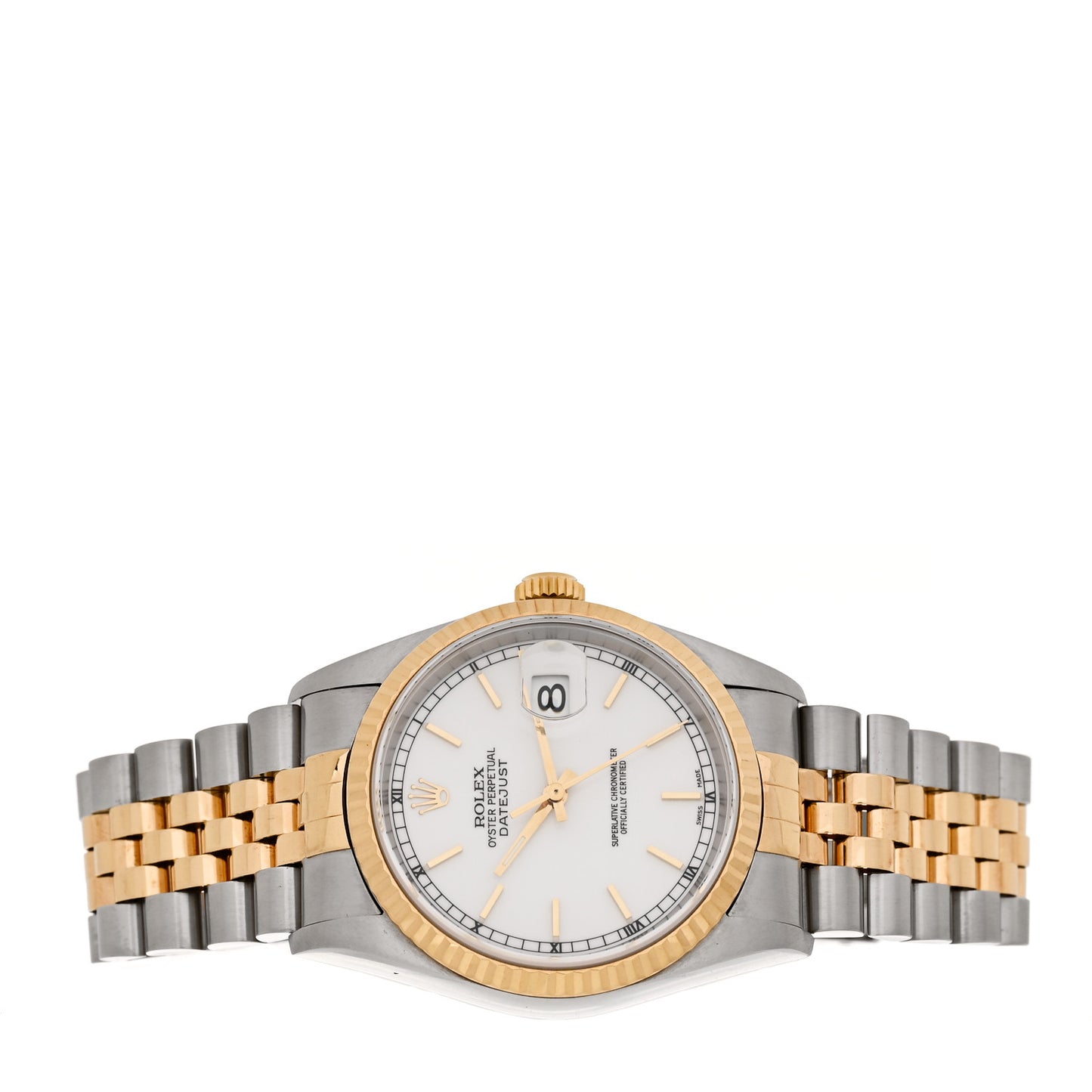 Stainless Steel 18K Yellow Gold 36mm Oyster Perpetual Datejust Watch White 16233