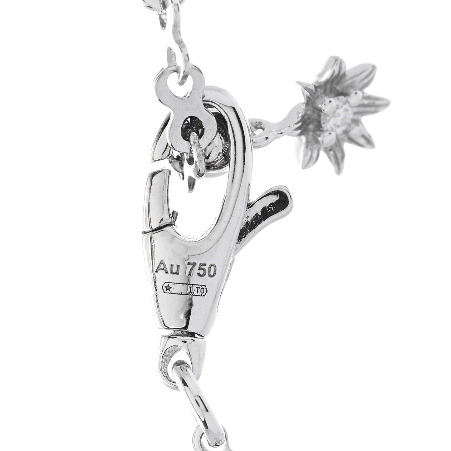 18K White Gold Diamond GG Flora Pendant Necklace
