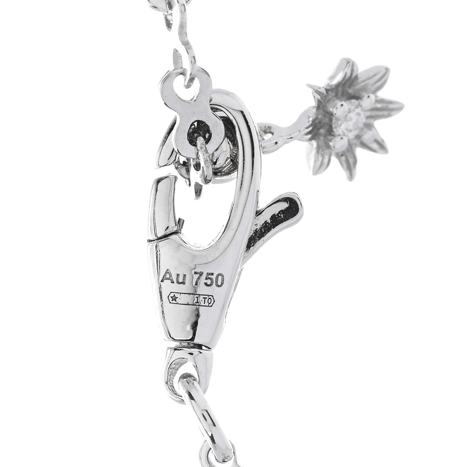 Gucci 18K White Gold Diamond GG Flora Pendant Necklace 5 of 6