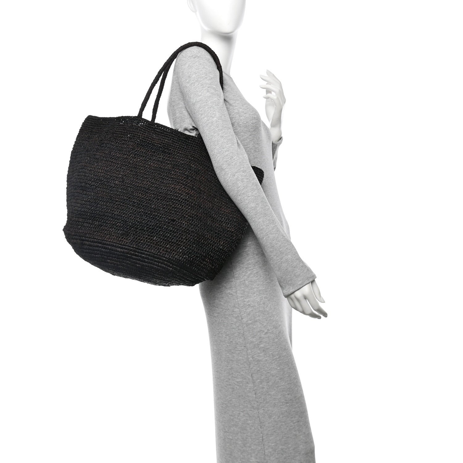 The Row Raffia Oregon Bag Black 2 of 14
