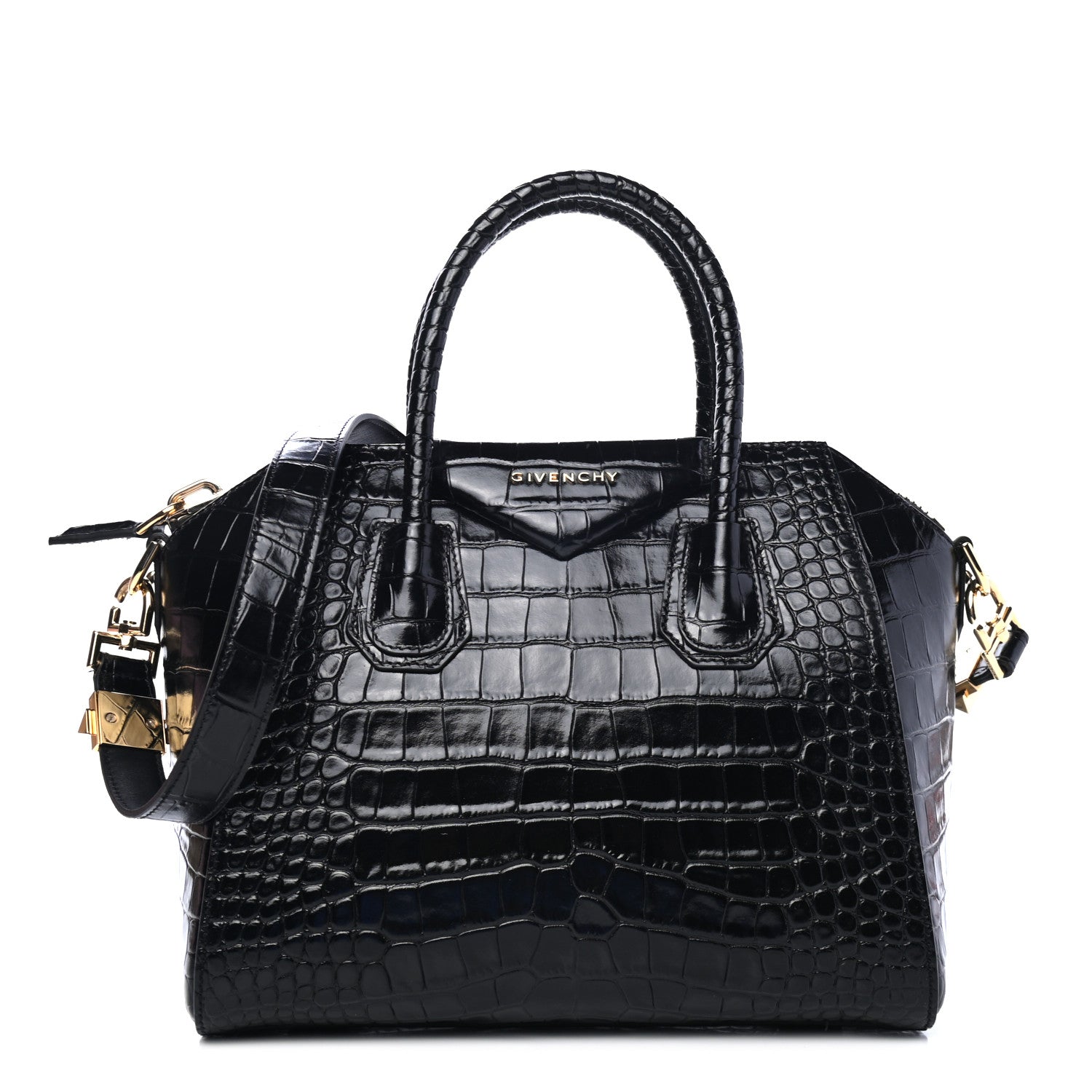 Givenchy Calfskin Crocodile Embossed Small Antigona Black 1 of 4