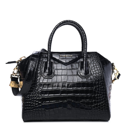 Givenchy Calfskin Crocodile Embossed Small Antigona Black 1 of 4