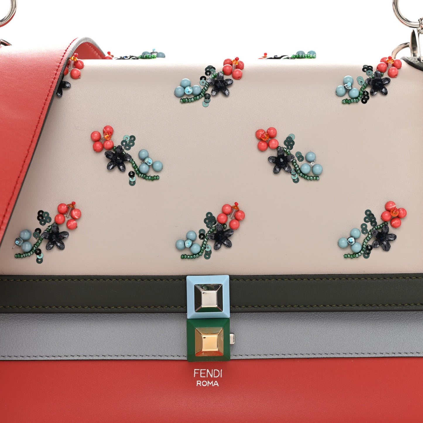 Vitello Liberty Dolce Floral Embroidered Studded Kan I Shoulder Bag Bloody Mary Multicolor