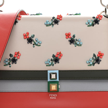 Fendi Vitello Liberty Dolce Floral Embroidered Studded Kan I Shoulder Bag Bloody Mary Multicolor 8 of 11