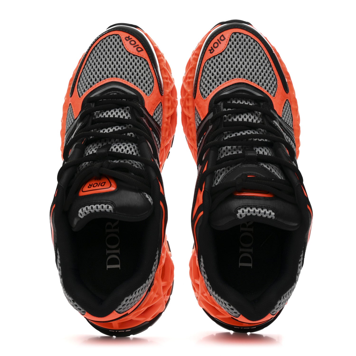 Christian Dior Technical Mesh Calfskin Mens B35 NXXT Sneakers 45 Black Orange 2 of 9