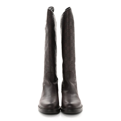 Gucci Guccissima Calfskin Miro Soft Knee High Riding Boots 37 Chocolate 2 of 10