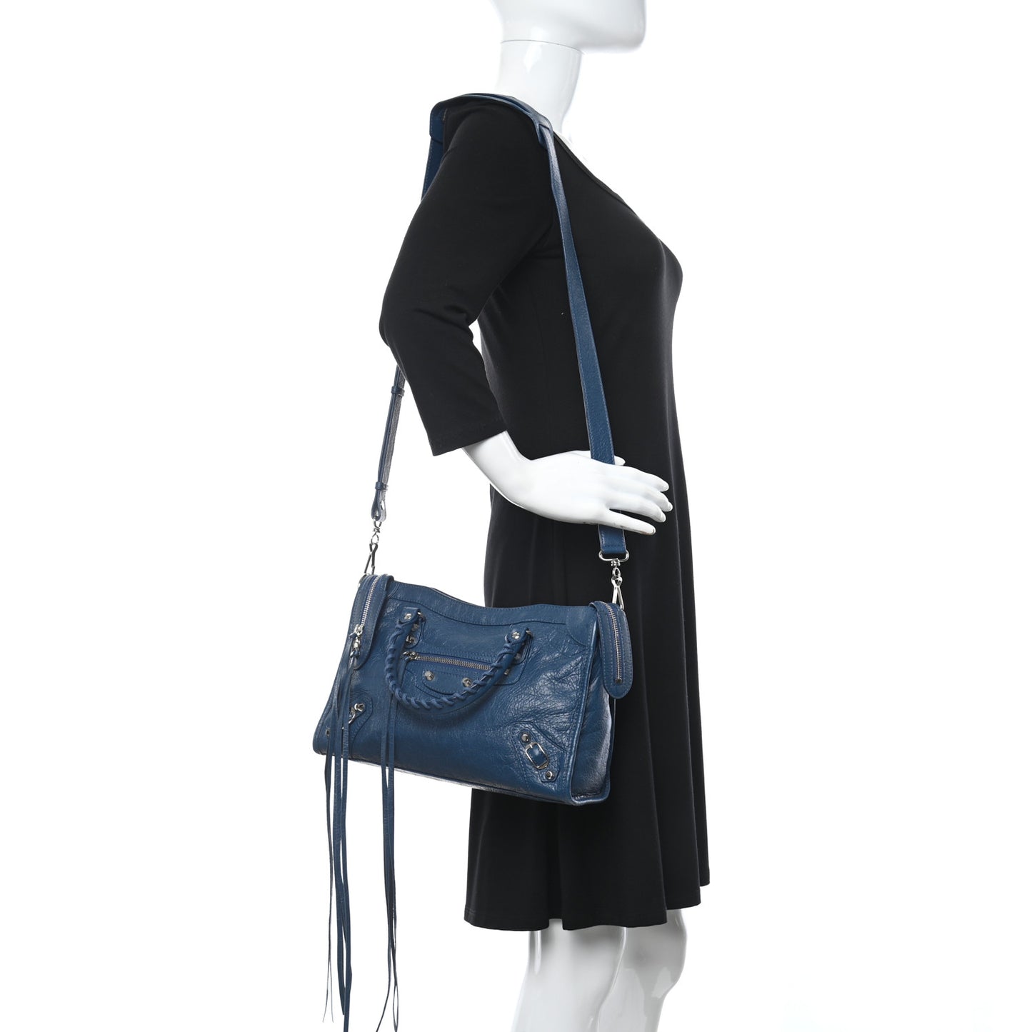 Agneau Classic Silver Hardware S City Bleu Profond