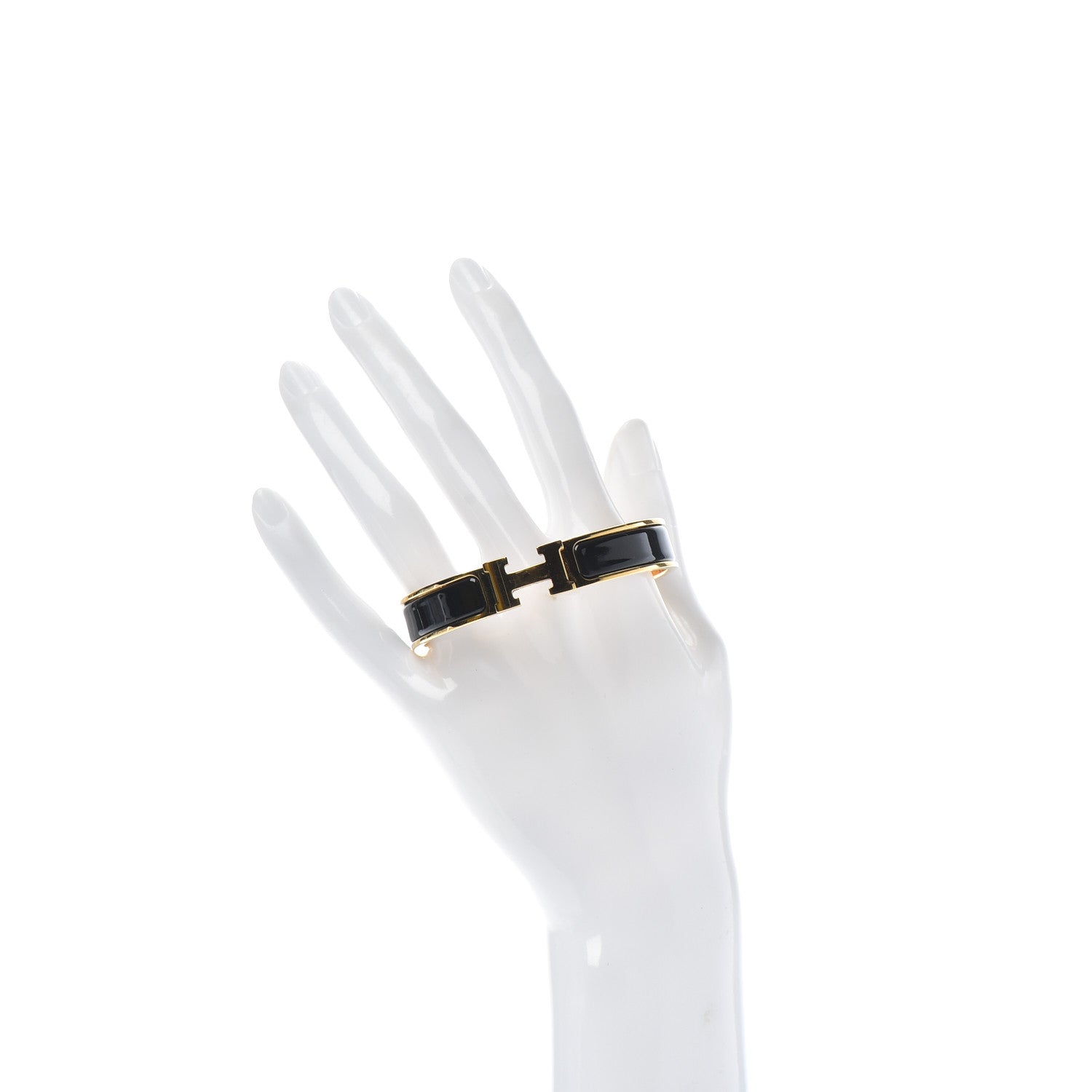 Hermes Enamel Narrow Clic Clac H Bracelet GM Black 2 of 4