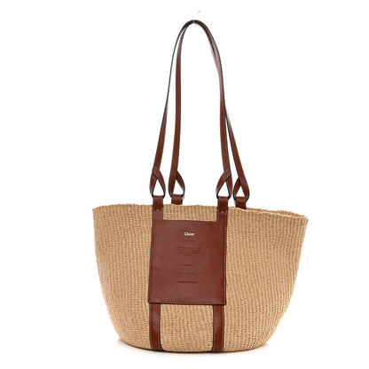 Chloe Raffia Calfskin Large Basket Tote Tan 1 of 9