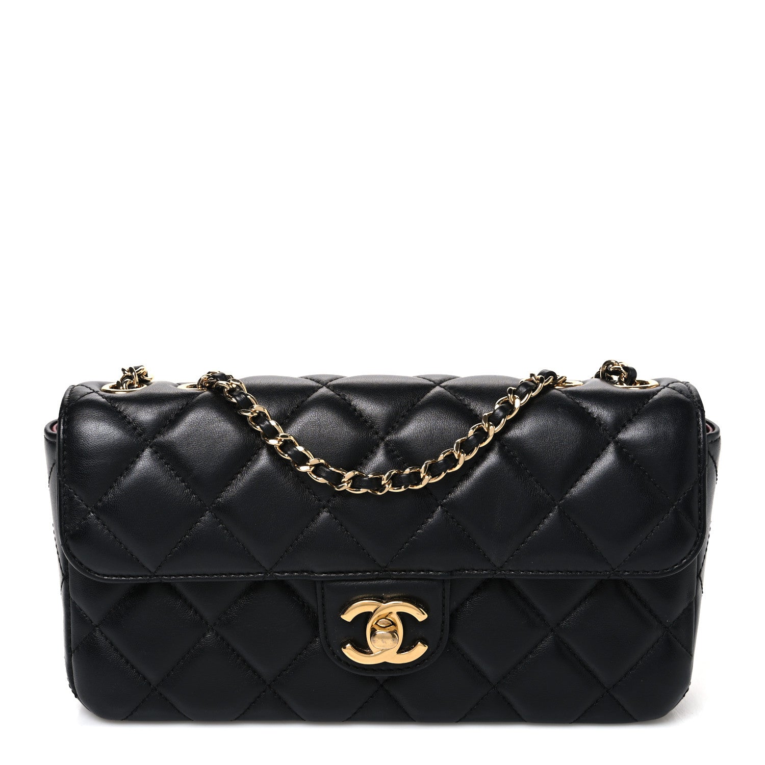 Chanel Lambskin Quilted Small East West Flap Black 1 of 10