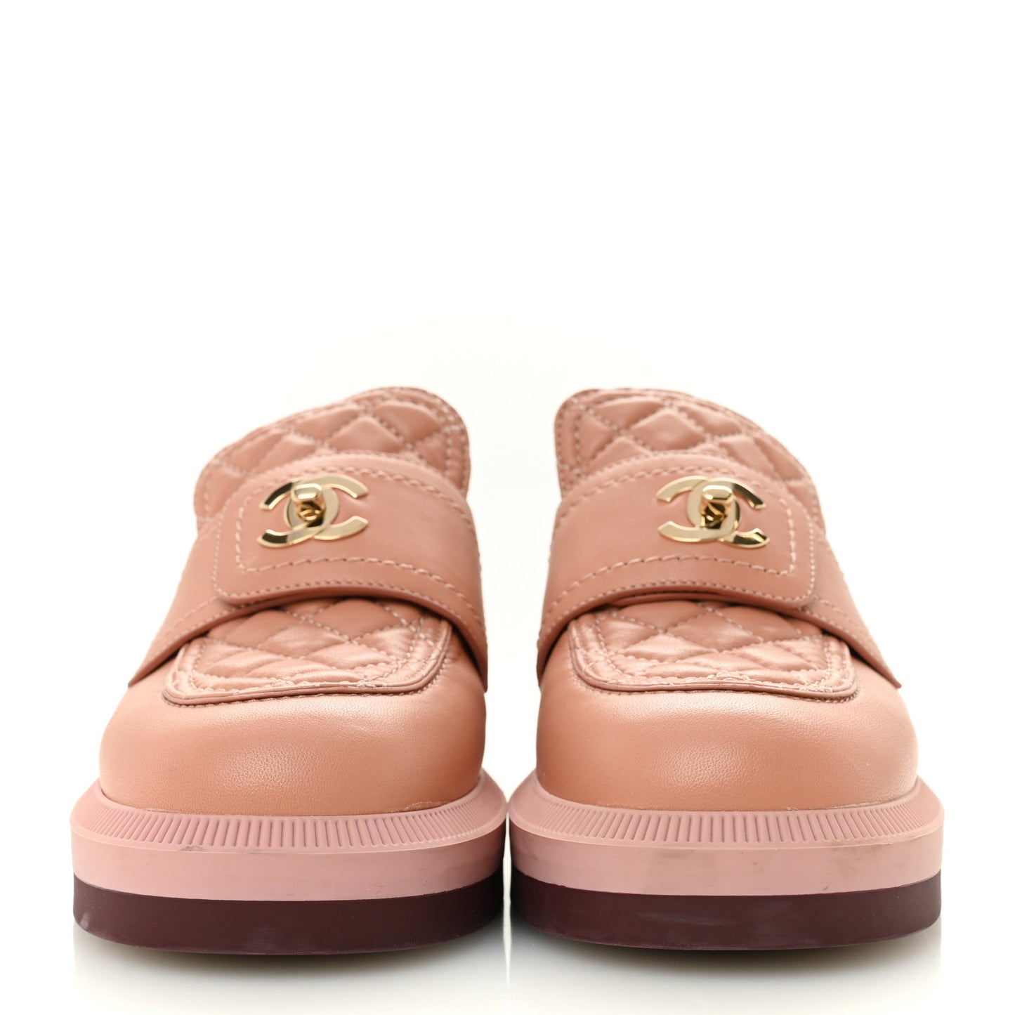 Lambskin Quilted CC Turnlock Loafers 35.5 Dark Pink