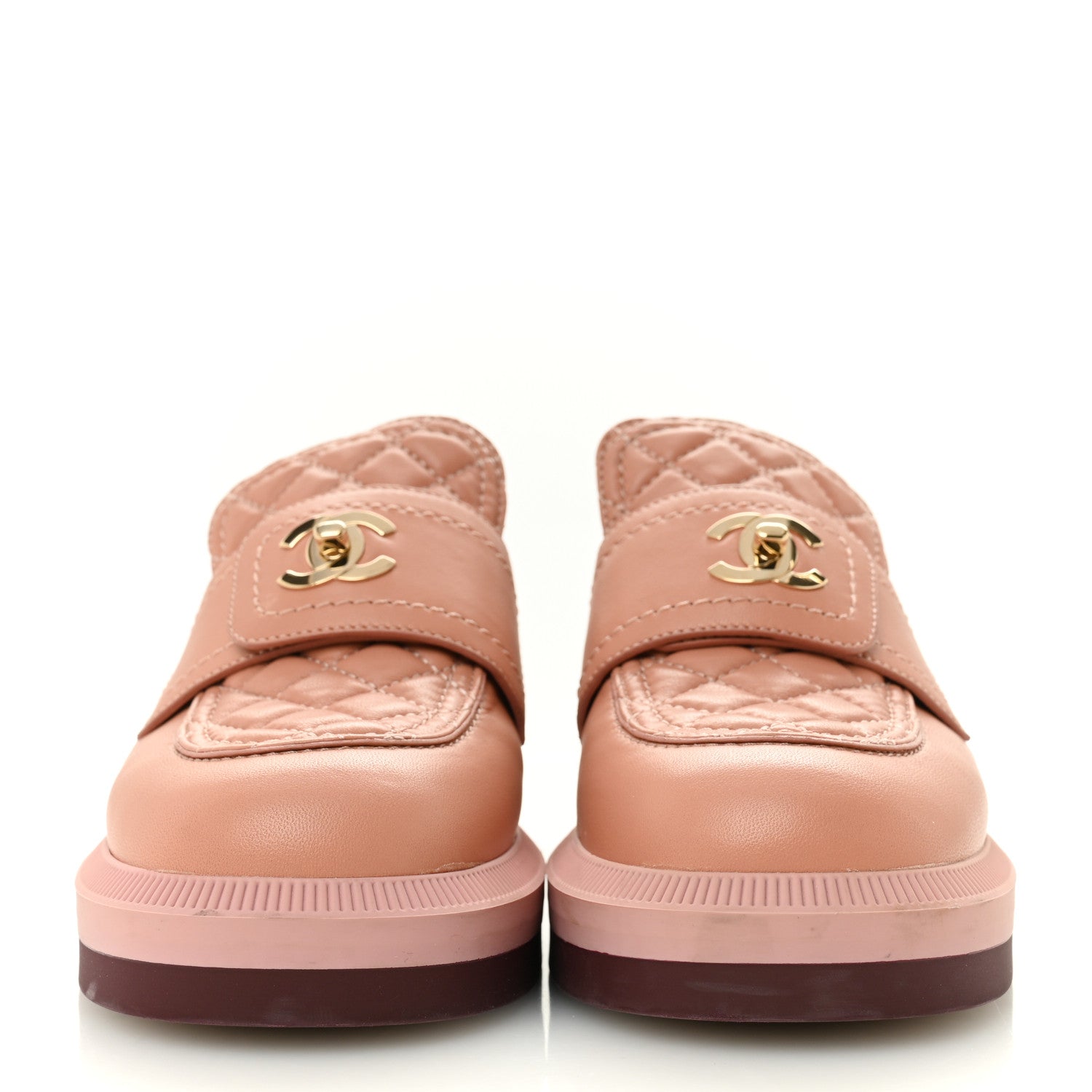 Chanel Lambskin Quilted CC Turnlock Loafers 35.5 Dark Pink 3 of 12