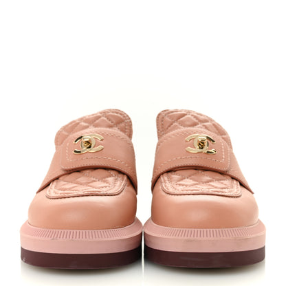 Chanel Lambskin Quilted CC Turnlock Loafers 35.5 Dark Pink 3 of 12