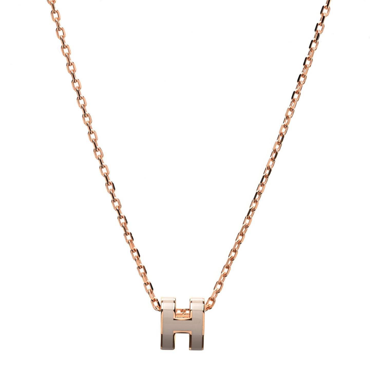 Lacquered Rose Gold Mini Pop H Pendant Necklace Marron Glace