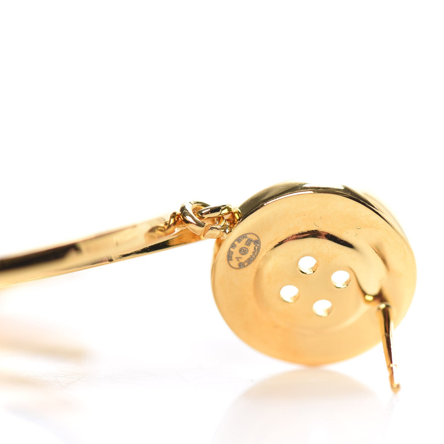 Metal Large Paris Button Earrings Gold