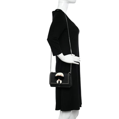 Fendi Vitello Elite Mink Fur Studded Karlito Tube Wallet on Chain Black 2 of 12