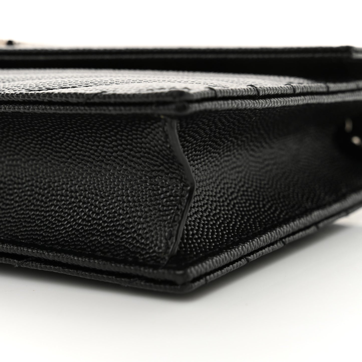 Grain De Poudre Matelasse Chevron Monogram Envelope Chain Wallet Black