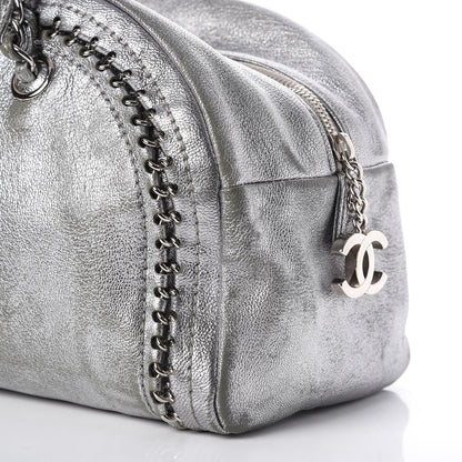 Chanel Metallic Goatskin Medium Luxe Ligne Bowler Tote Silver 22 of 23