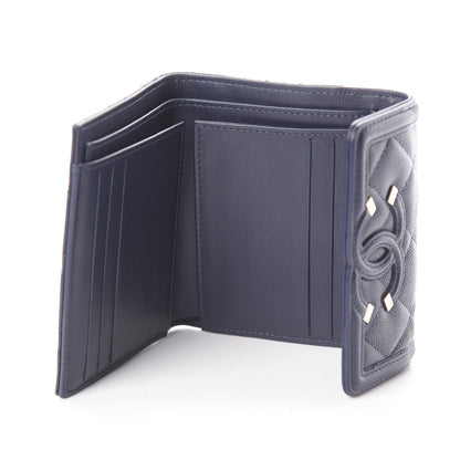 Chanel Caviar Quilted Filigree Compact Wallet Navy 7 of 13