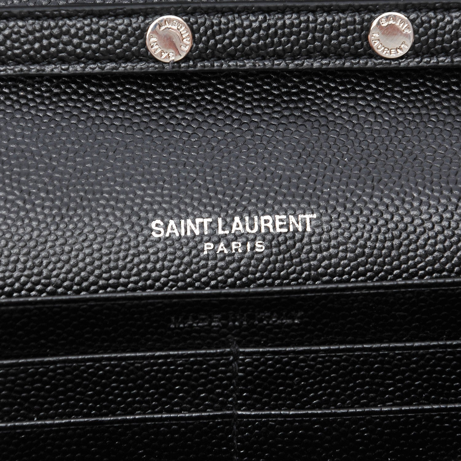 Saint Laurent Grain De Poudre Matelasse Chevron Monogram Chain Wallet Black 6 of 7