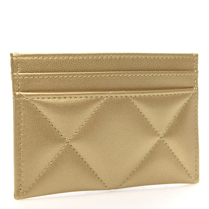 Chanel Metallic Goatskin Quilted Chanel 19 Card Holder Gold 3 of 9