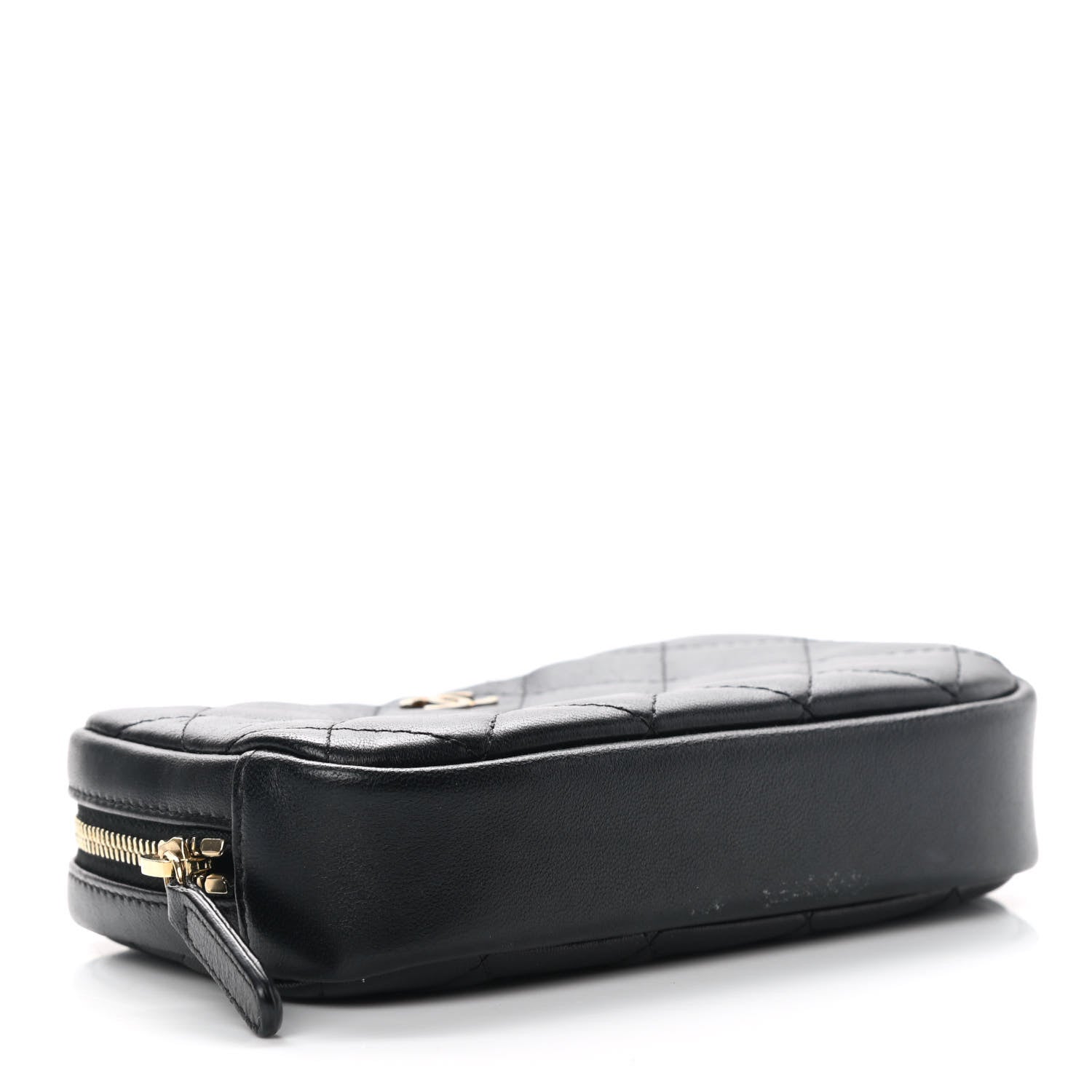 Chanel Lambskin Quilted Small Curvy Pouch Cosmetic Case Black 4 of 10