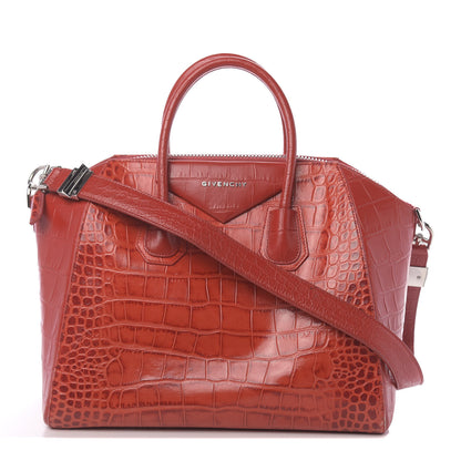 Givenchy Calfskin Crocodile Embossed Medium Antigona Red 1 of 17