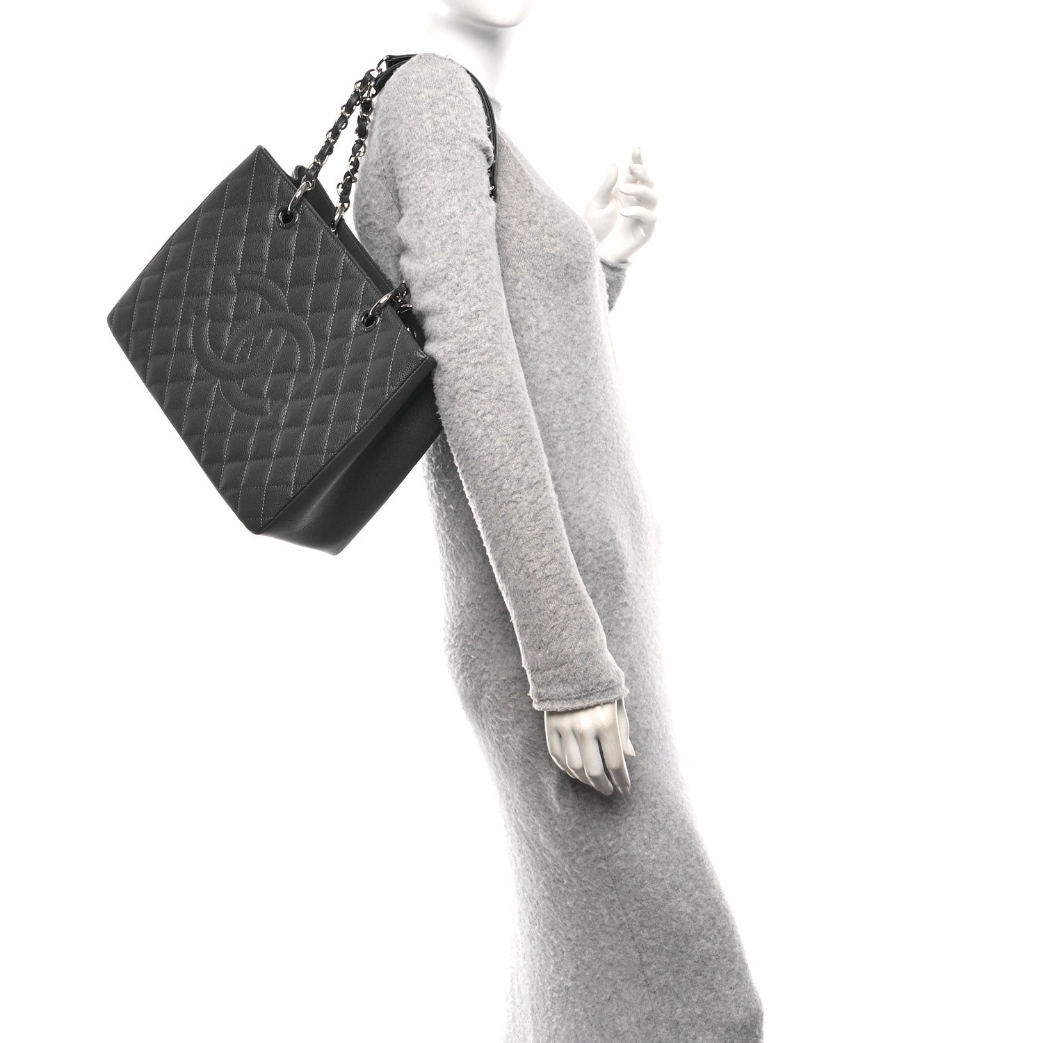 Chanel Caviar Quilted Grand Shopping Tote GST Dark Navy Blue 2 of 11