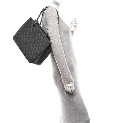 Chanel Caviar Quilted Grand Shopping Tote GST Dark Navy Blue 2 of 11