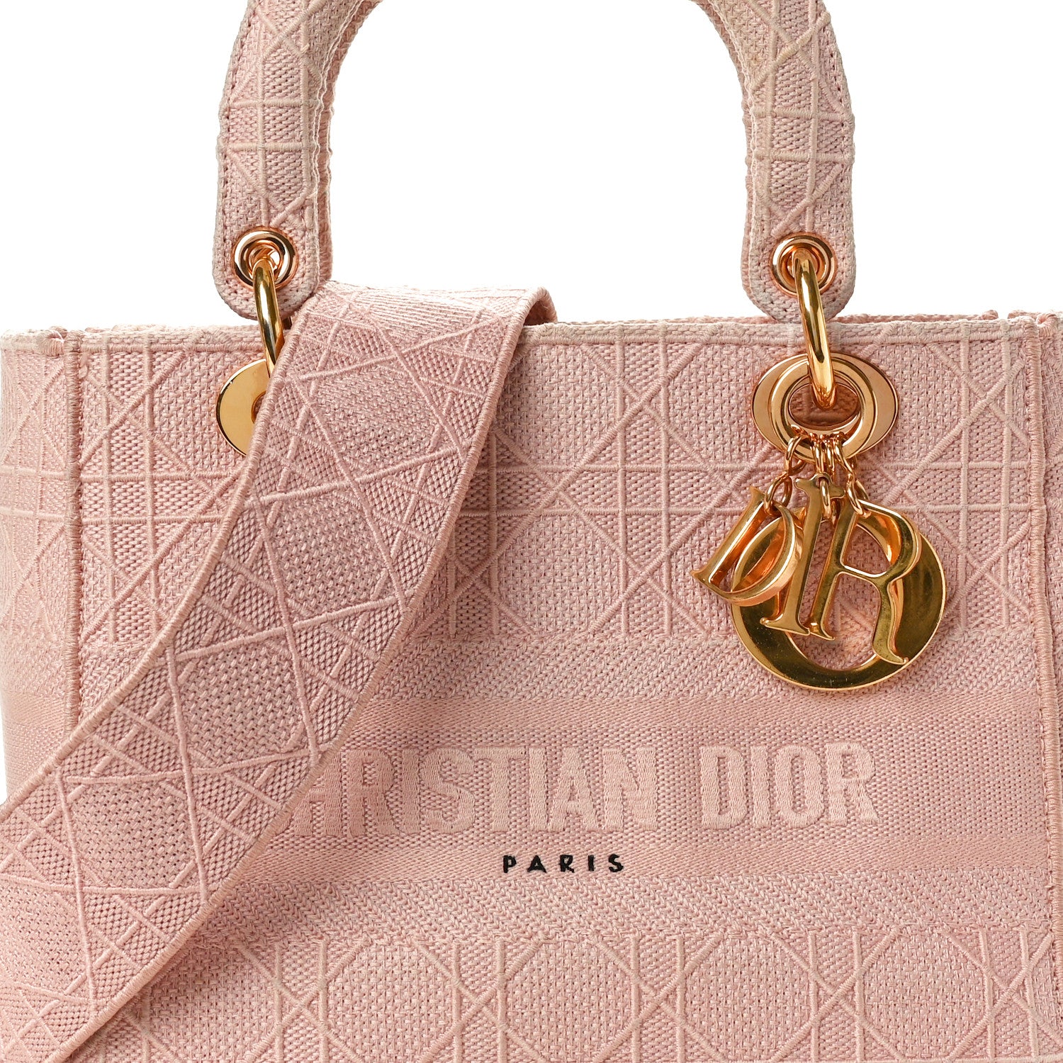 Christian Dior Canvas Embroidered Cannage Medium Lady D-Lite Pink 9 of 12