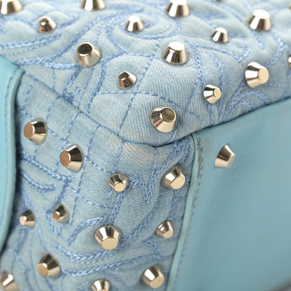 Versace Denim Barocco Quilted Studded Vanitas Demetra Blue 13 of 19