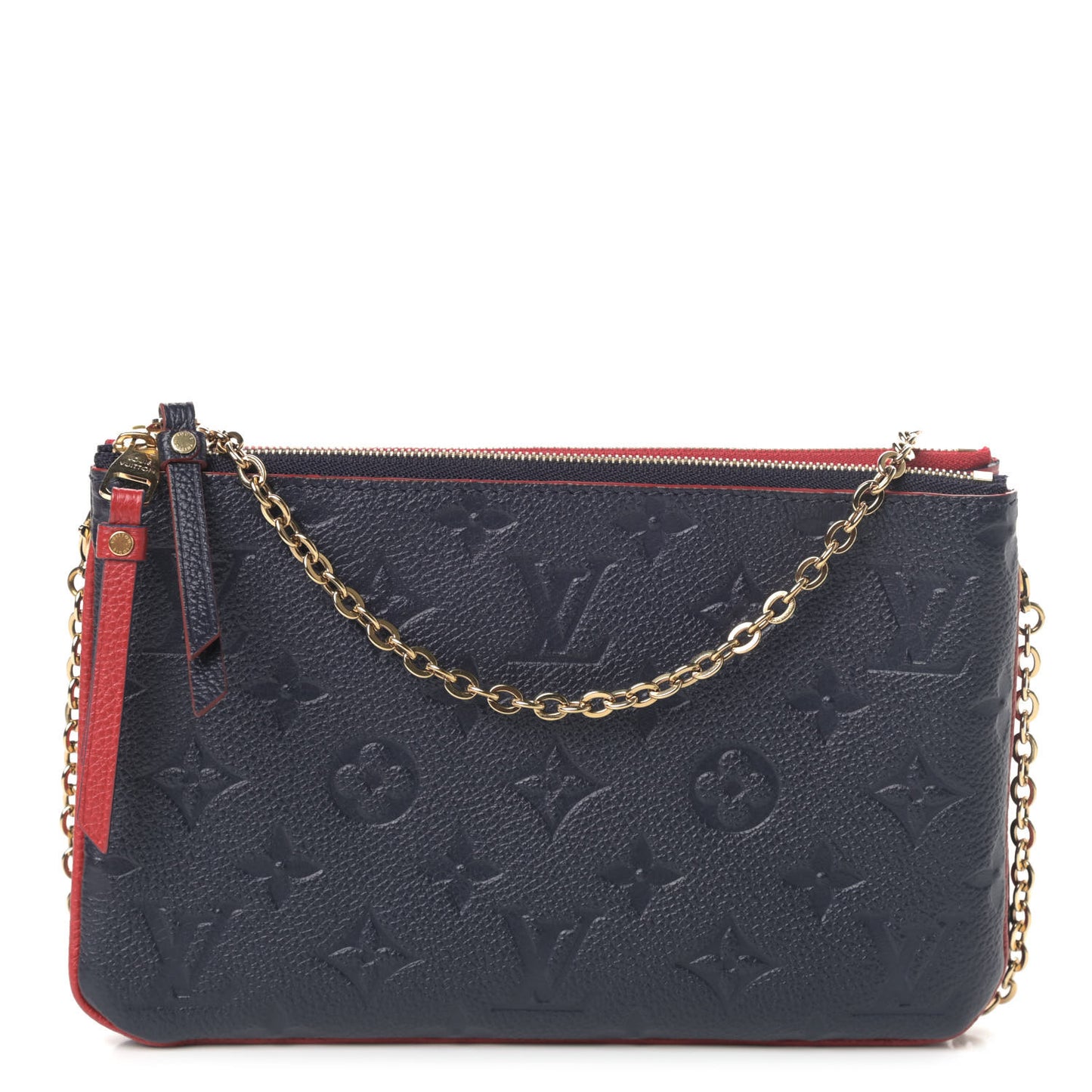 Empreinte Double Zip Pochette Marine Rouge