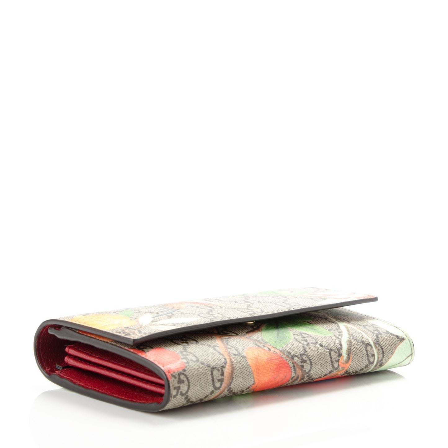 GG Supreme Monogram Tian Continental Wallet Beige Multicolor Red