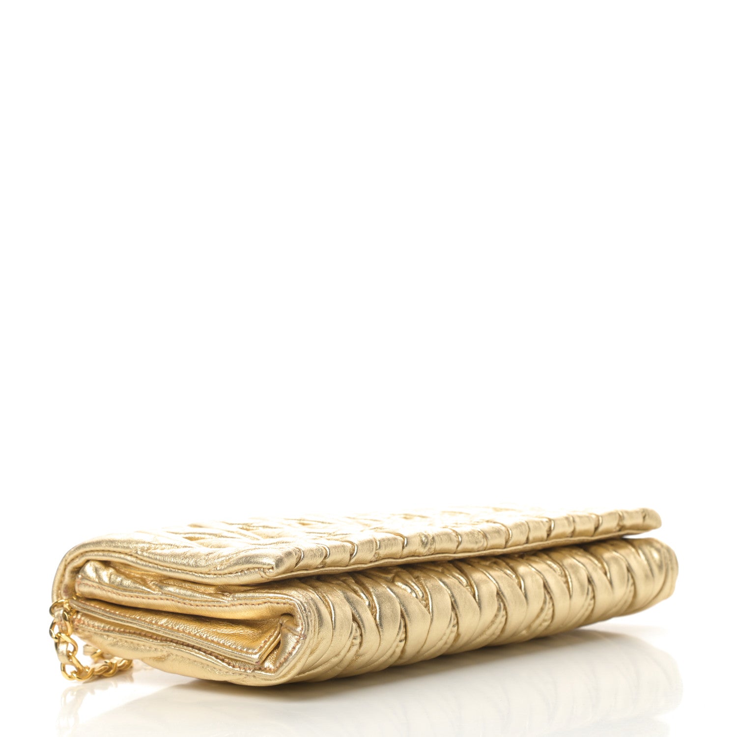 Miu Miu Nappa Matelasse Flap Clutch Gold 4 of 13