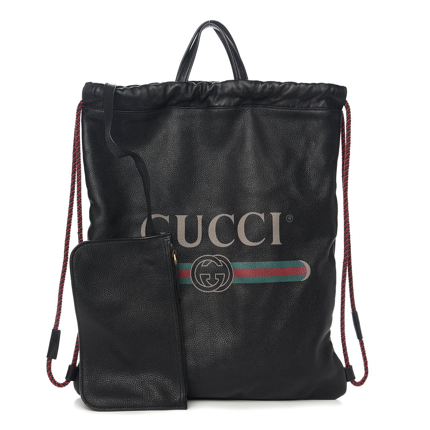 Gucci Calfskin Logo Drawstring Backpack Black 1 of 11