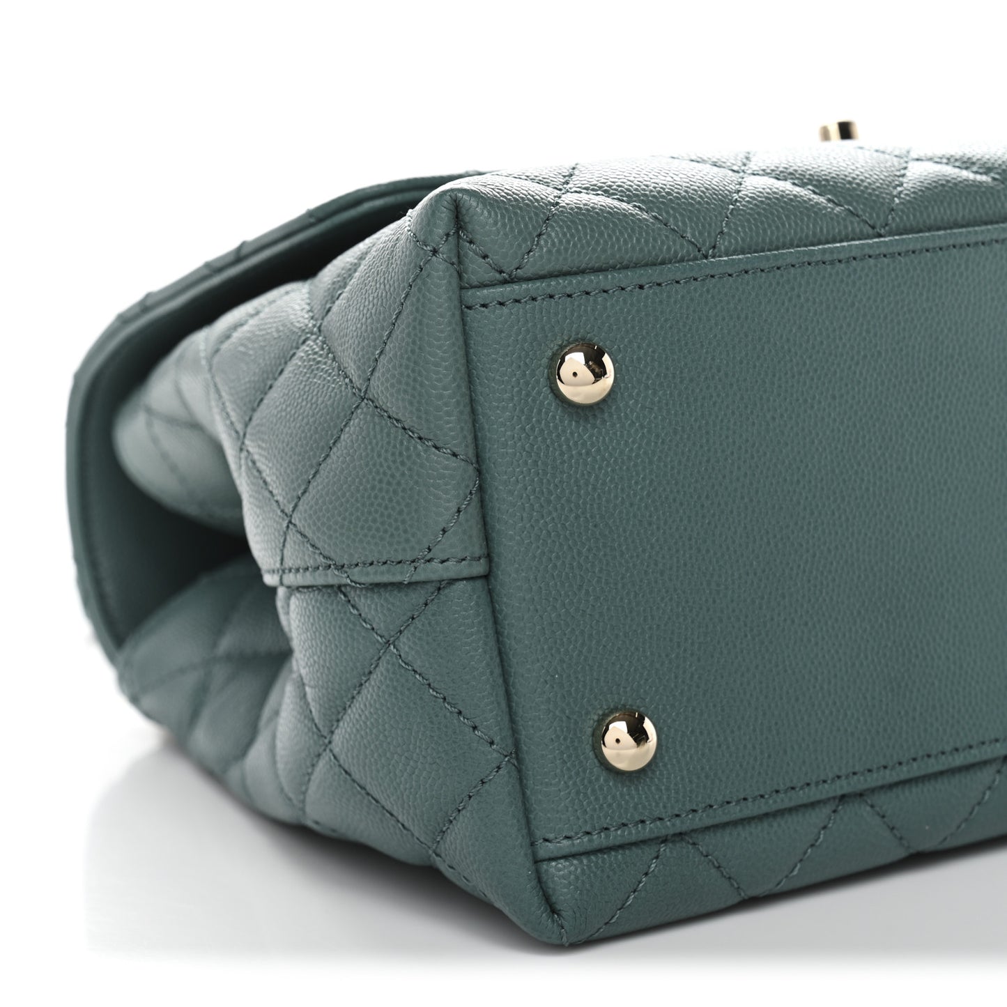 Caviar Lizard Quilted Small Coco Handle Flap Green