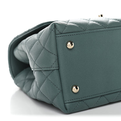 Chanel Caviar Lizard Quilted Small Coco Handle Flap Green 9 of 11
