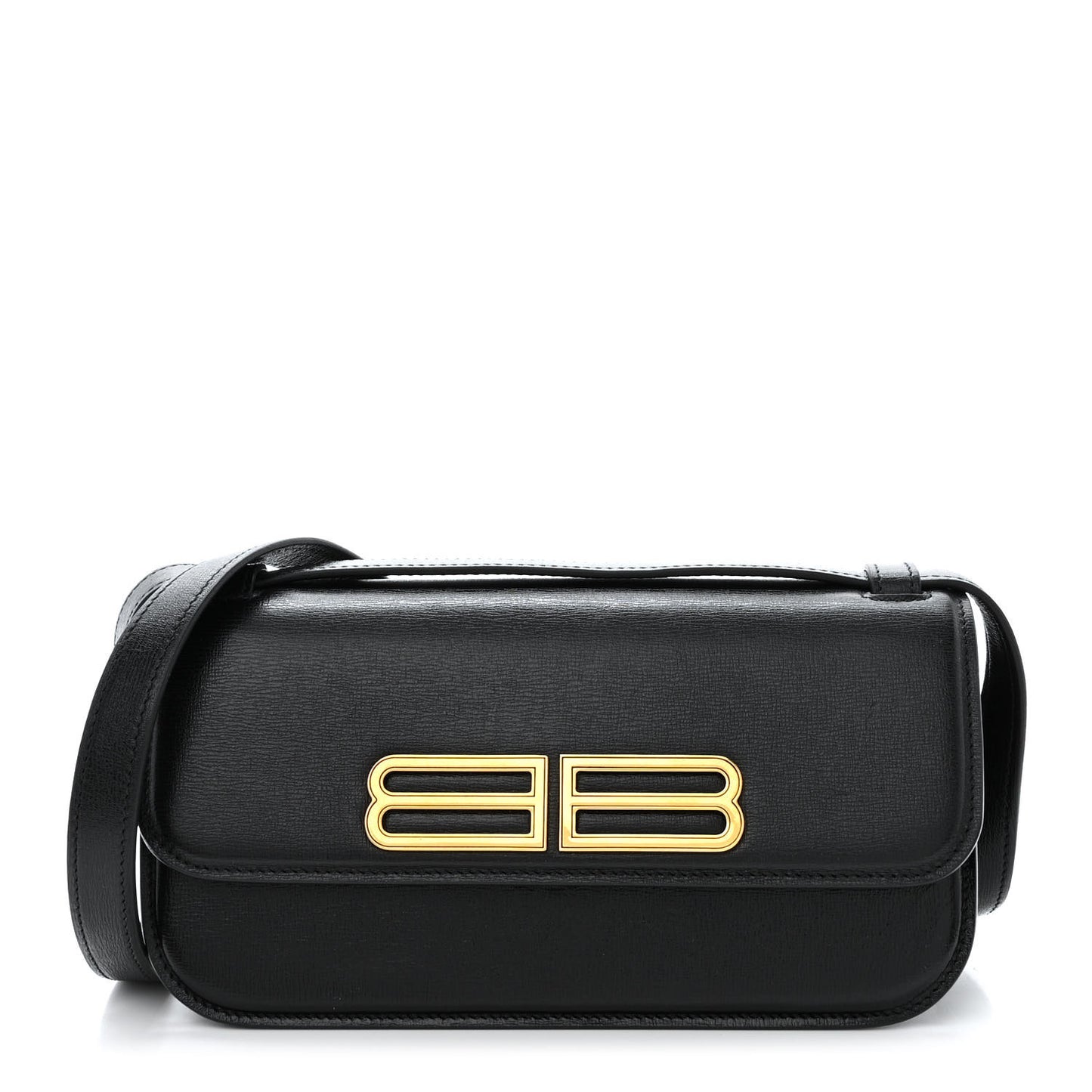 Calfskin Stripe Embossed Small Gossip Bag Black