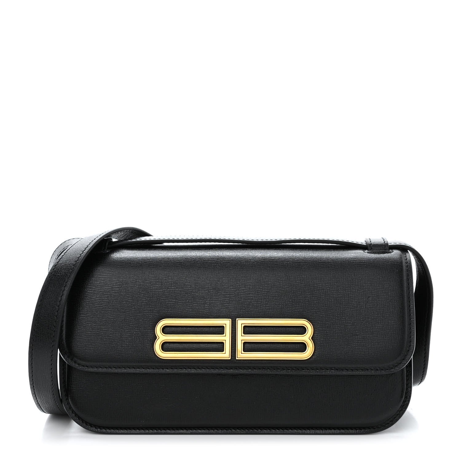 Balenciaga Calfskin Stripe Embossed Small Gossip Bag Black 1 of 14