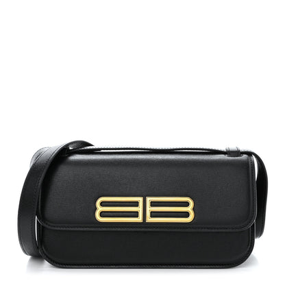 Balenciaga Calfskin Stripe Embossed Small Gossip Bag Black 1 of 14