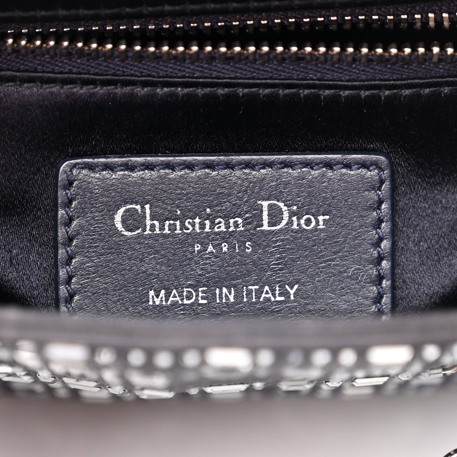 Christian Dior Satin Crystal Cannage Mini Lady Dior Navy 6 of 10