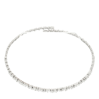 Suzanne Kalan 18K White Gold Diamond Classic Half Baguette Choker Necklace 3 of 5